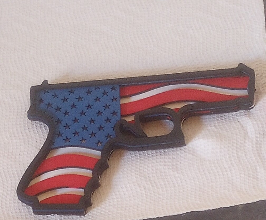 Pistol American Flag Sign